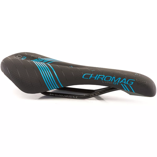 Chromag Lynx DT MTB Saddle - 135mm Wide - Black - Cyan, Black - Cyan