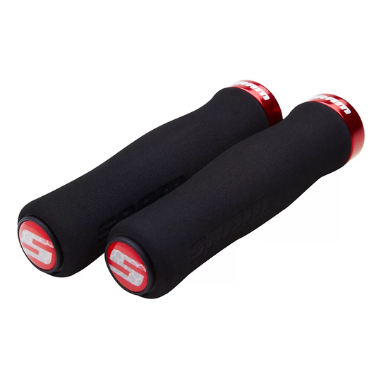 SRAM Contour Foam Locking Bike Grips - 129mm} - Black - Red, Black - Red