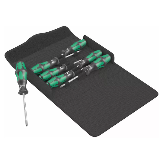 Wera Tools Kraftform 300-7 Screwdriver Set - 7 Piece} - Black - Green, Black - Green