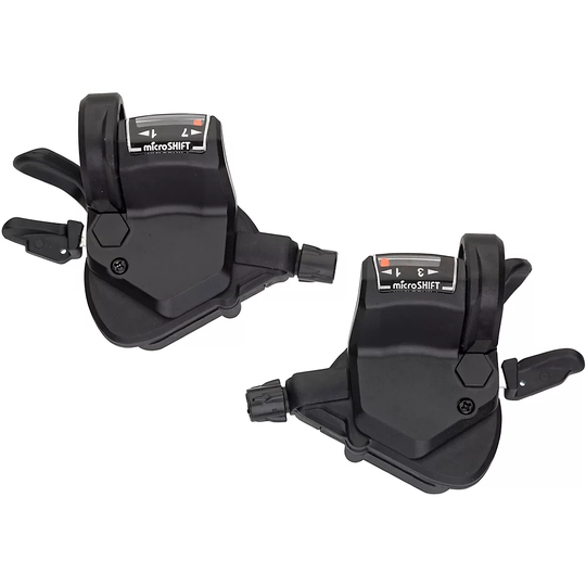 microSHIFT TS39-7 3x7 Speed MTB Gear Shifters - Black - Pair}, Black
