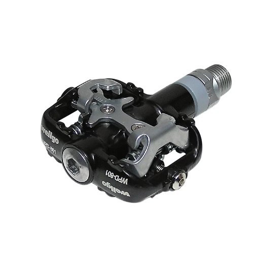 Wellgo WPD801 SPD Clipless MTB Pedals - Black, Black