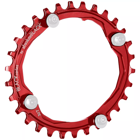BLACK by Absoluteblack Narrow Wide Oval MTB Single Chainring - 4-Bolt - Red, Red