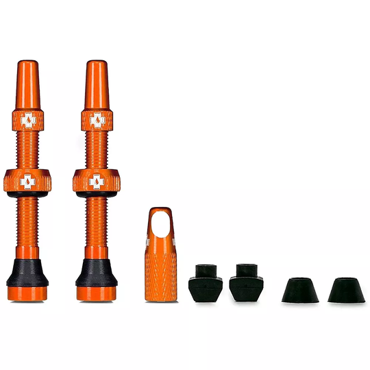 Muc-Off Tubeless Presta Valves (Pair) 2021 - Orange - 44mm}, Orange
