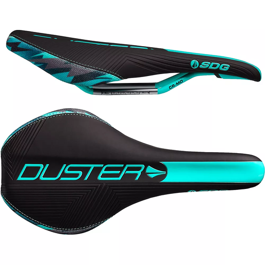 SDG Duster P Mtn Cro-Mo MTB Saddle - 140mm Wide - Black-Teal, Black-Teal