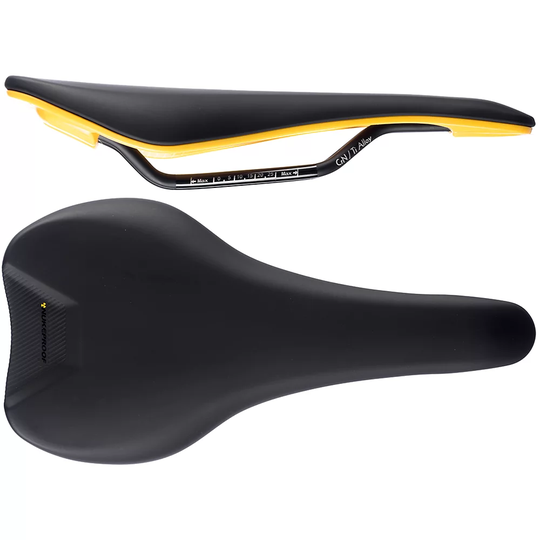 Nukeproof Vector Downhill Pro Ti-Alloy MTB Saddle - 135mm Wide - Black - Yellow, Black - Yellow