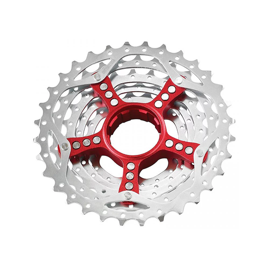 SRAM PG990 9 Speed Mountain Bike Cassette - Redwin Red - 11-34t}, Redwin Red