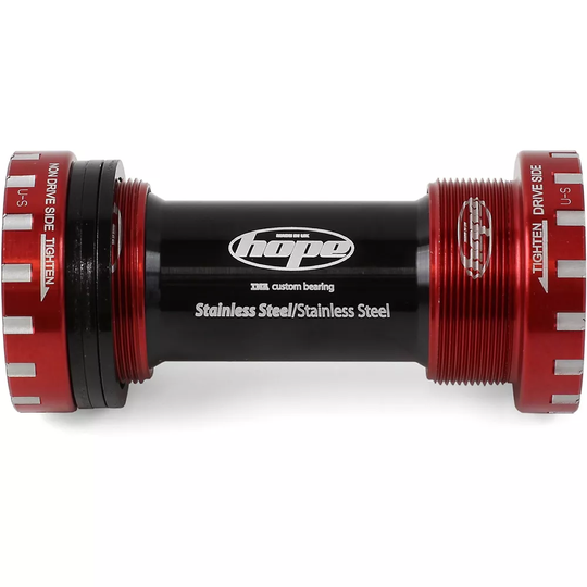 Hope MTB Stainless Steel 24mm Bottom Bracket - 83mm - English Thread} - Red, Red