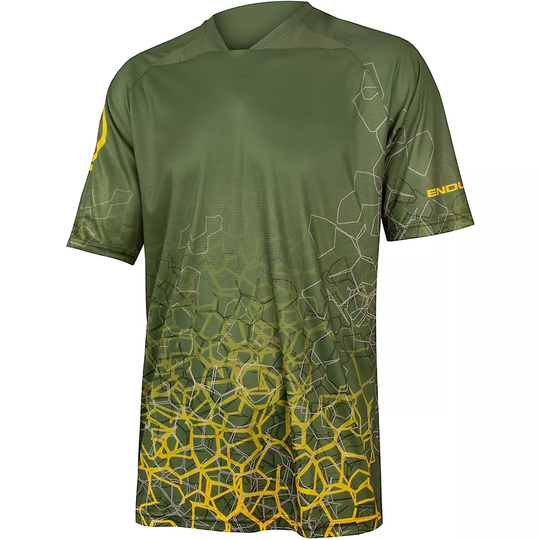 Endura Singletrack Print MTB Jersey - S} - OliveGreen, OliveGreen