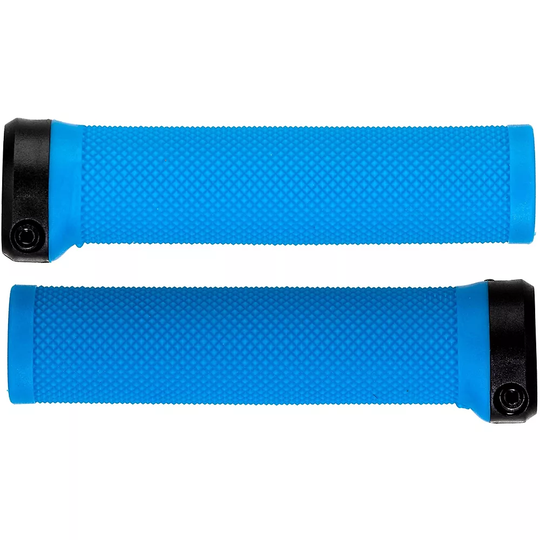 Brand-X Knurled Lock On MTB Handlebar Grips - 135mm} - Blue, Blue