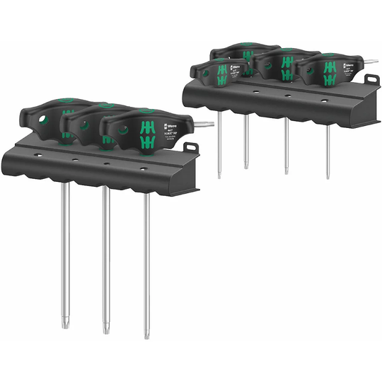 Wera Tools 467-7 TORX HF T-Handle Screwdriver Set - 7 Piece} - Black - Green, Black - Green