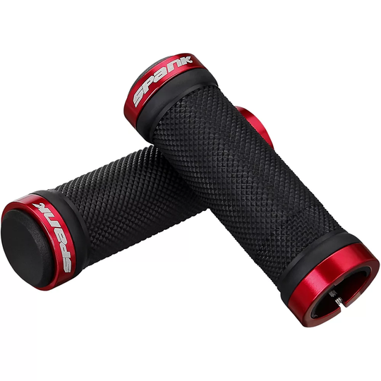 Spank Spoon Grom Kids Bike Grips - 100mm} - Black - Red, Black - Red