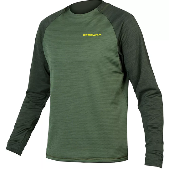 Endura Singletrack Fleece MTB Jersey - S} - Forest Green, Forest Green