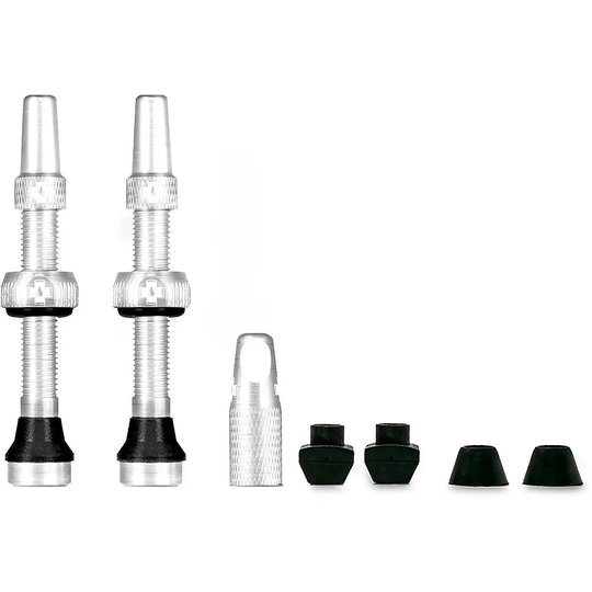 Muc-Off Tubeless Presta Valves (Pair) 2021 - Silver - 44mm}, Silver
