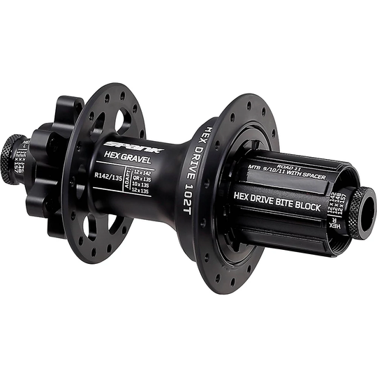 Spank Hex Rear Gravel and Mountain Bike Hub - 12x 135-142mm - Black, Black