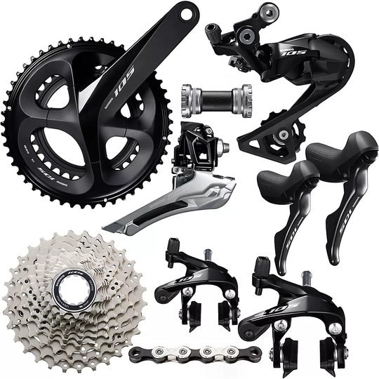 Shimano 105 R7000 11 Speed Rim Brake Groupset - 11-30t - Black, Black