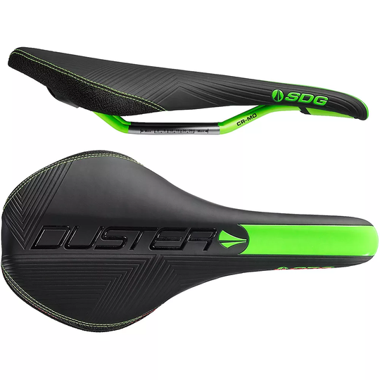 SDG Duster Mtn P Cro-Mo Rail MTB Saddle - 140mm Wide - Black-Neon Green, Black-Neon Green
