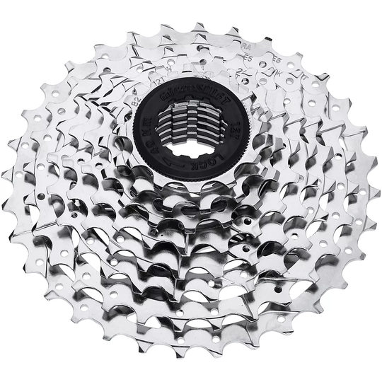microSHIFT Mezzo CS-802 8 Speed MTB Cassette - Silver - 11-32t}, Silver