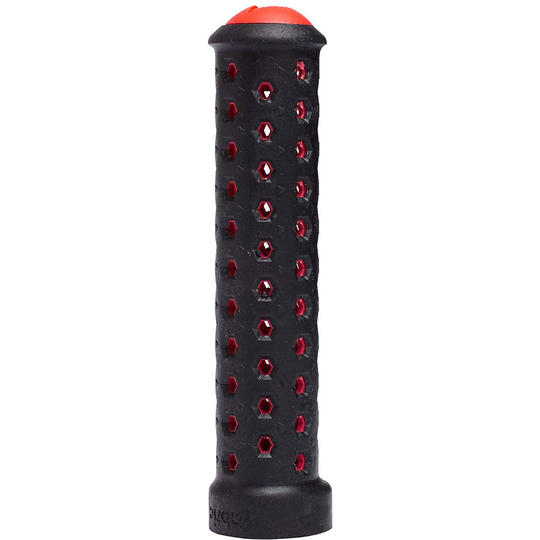 Fabric Slim Lock On MTB Handlebar Grips - 135mm} - Black Red, Black Red