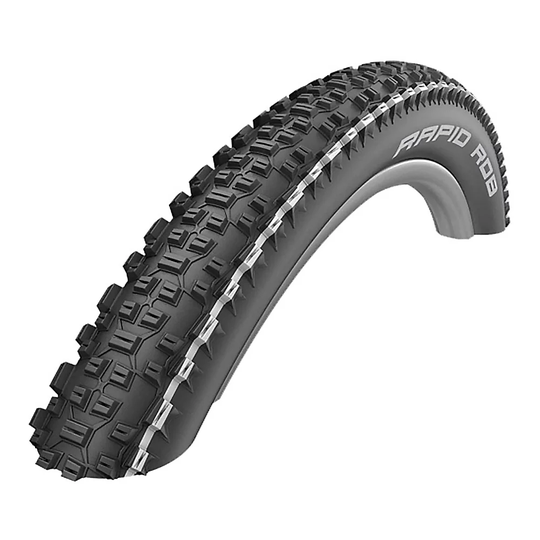 Schwalbe Rapid Rob MTB Tyre - K-Guard - Wire Bead - Black - White, Black - White