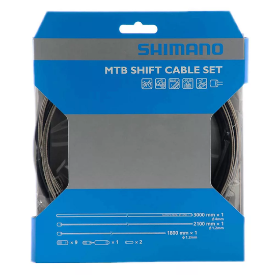 Shimano MTB Stainless Steel Gear Cable Set - Black, Black