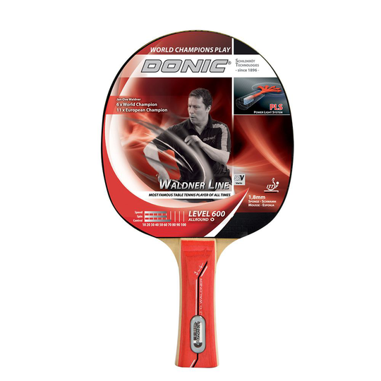 DONIC Racket Waldner 600 sis. DVD, Pöytätennismailat
