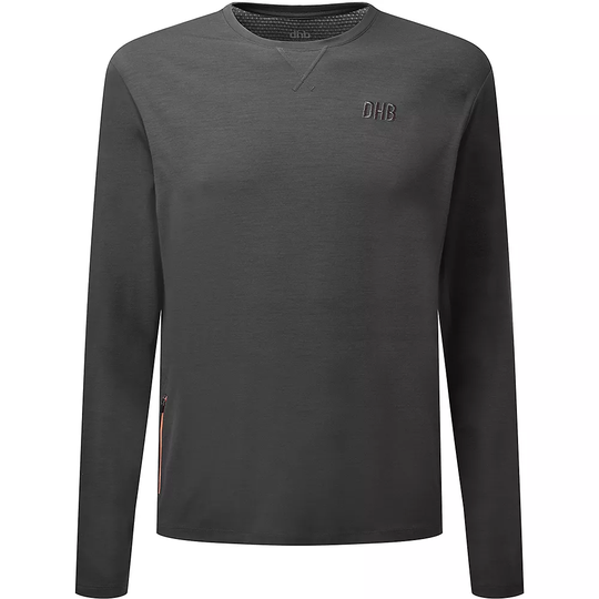 dhb MTB Merino Long Sleeve Trail Jersey - S} - Dark Grey, Dark Grey