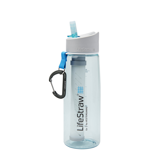 LifeStraw Go water filter bottle 650ml, vedenpuhdistuspullo, vaaleansininen