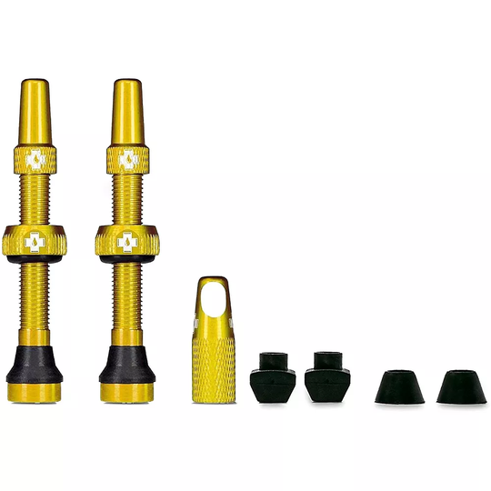 Muc-Off Tubeless Presta Valves (Pair) 2021 - Gold - 44mm}, Gold
