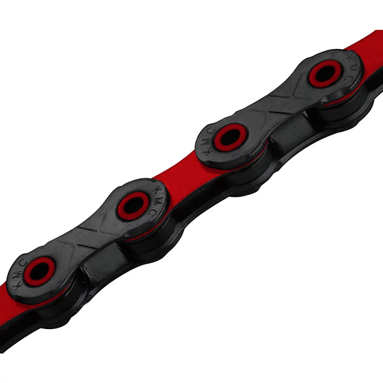 KMC DLC12 12 Speed Bike Chain - Black-Red, Black-Red