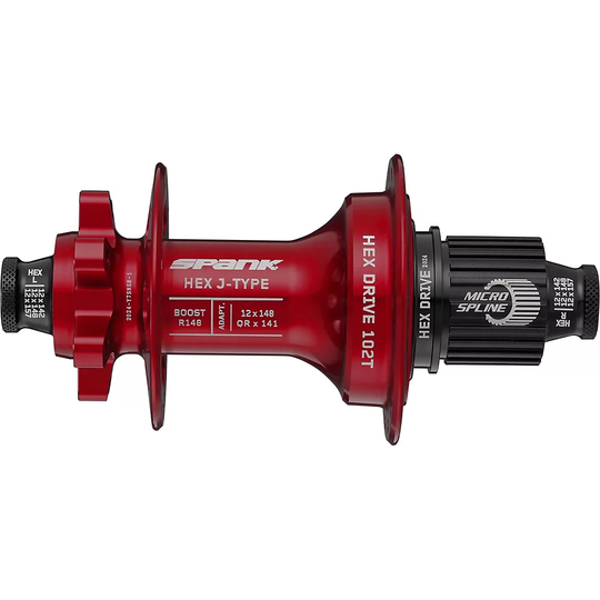 Spank HEX J-TYPE Boost E-Plus Rear Hub - Boost 148mm - Red, Red