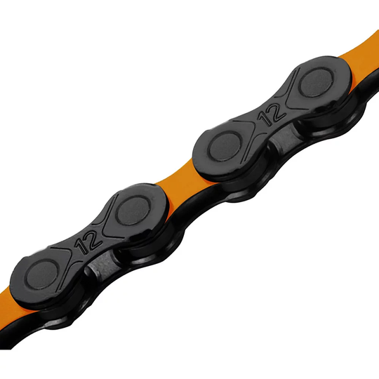 KMC DLC12 12 Speed Bike Chain - Black-Orange, Black-Orange