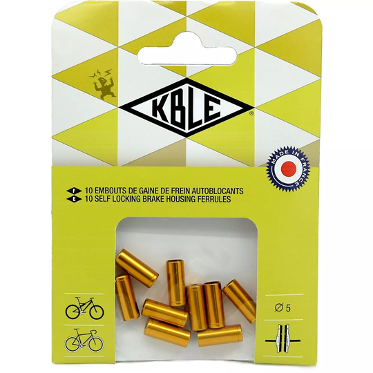 Transfil Outer Brake Cable Ferrules 5mm (10 Pack) - Gold, Gold