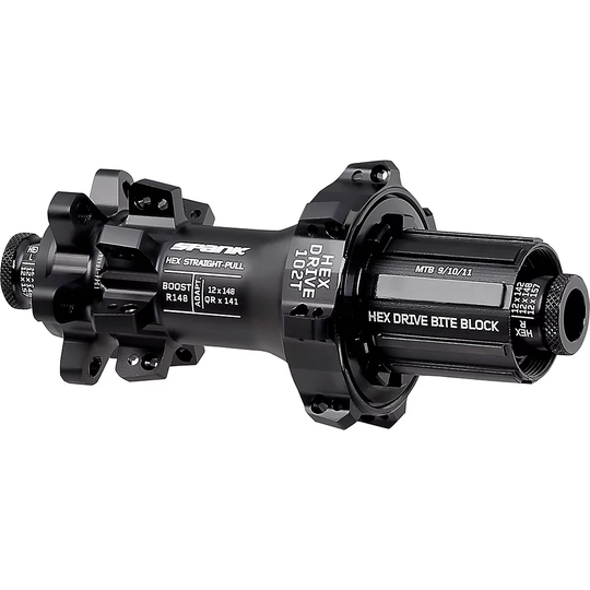 Spank Hex Straight Pull Rear Boost MTB Hub - 12 x 148mm - Black, Black