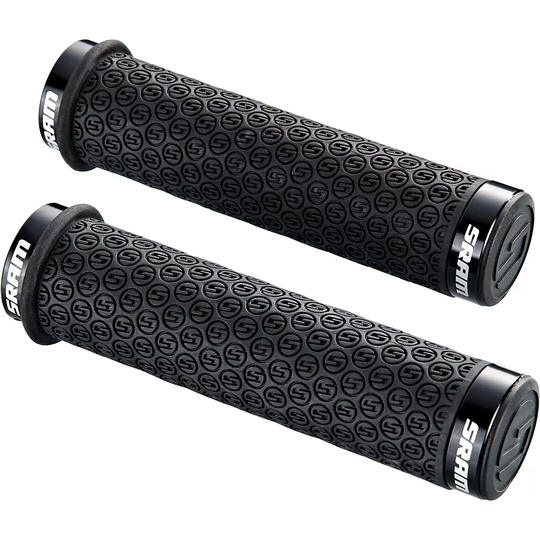 SRAM DH Silicone Locking MTB Handlebar Grips - 139mm} - Black, Black