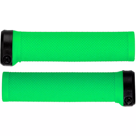 Brand-X Knurled Lock On MTB Handlebar Grips - 135mm} - Green, Green