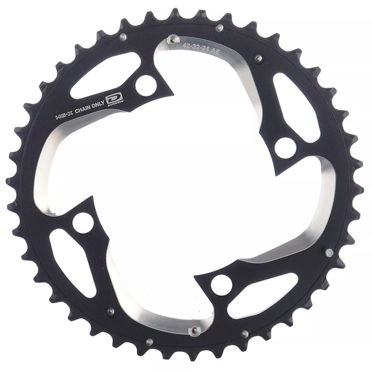 Shimano XT M780 10 Speed Triple MTB Chain Ring - 4-Bolt - Black, Black