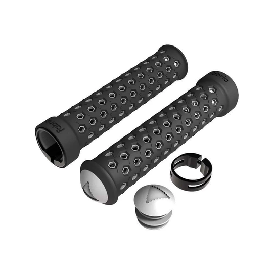 Fabric Lite Lock On MTB Handlebar Grips - 135mm} - Grey White, Grey White