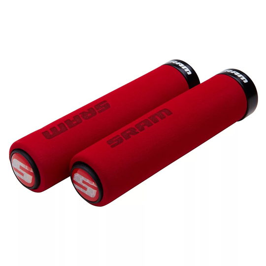 SRAM Locking Foam Bike Grips - 129mm} - Red-Black, Red-Black