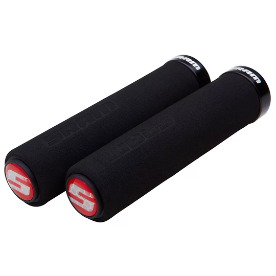 SRAM Locking Foam Bike Grips - 129mm} - Black-Red, Black-Red