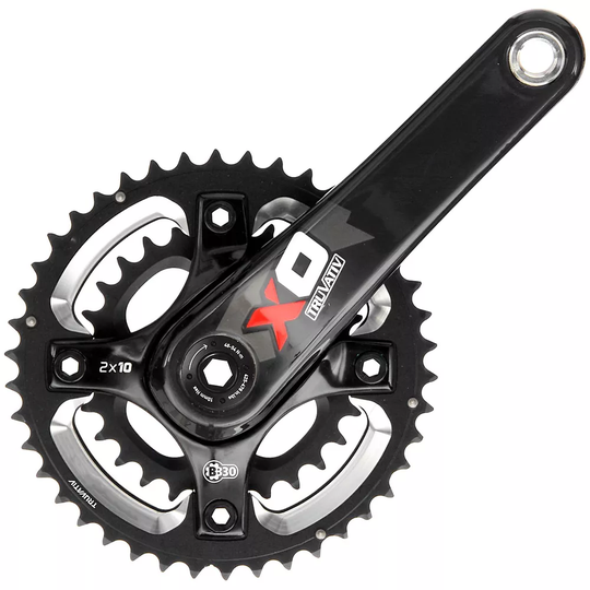 Truvativ X0 Carbon 10 Speed Crankset - Black-White - PF30}, Black-White