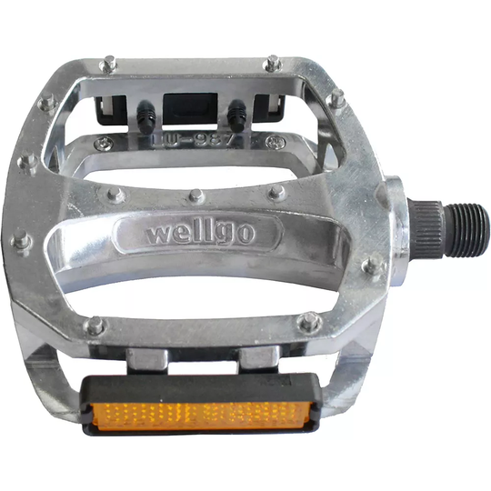 Wellgo LU987B Downhill Chromoly Axle MTB Pedals - Silver, Silver