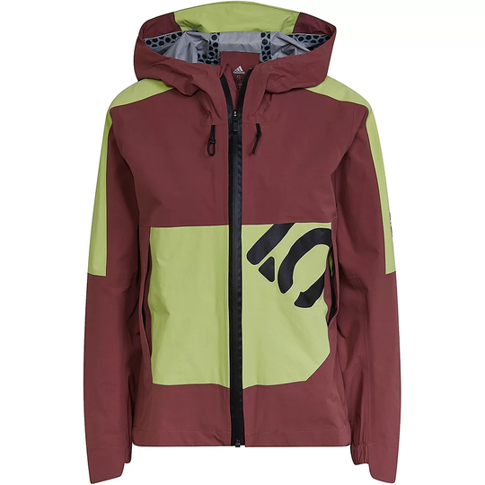 Five Ten Women's All Mountain MTB Rain Jacket - L} - Quiet Crimson-Pulse Lime, Quiet Crimson-Pulse Lime