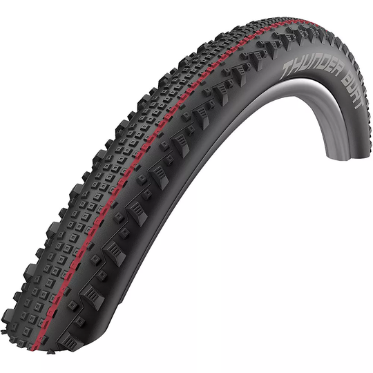 Schwalbe Thunder Burt Addix LiteSkin MTB Tyre - Folding Bead - Black - Red, Black - Red