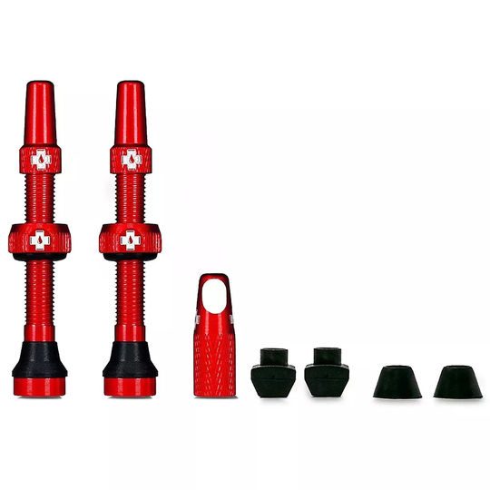 Muc-Off Tubeless Presta Valves (Pair) 2021 - Red - 44mm}, Red