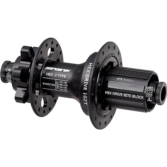 Spank Hex J-Type Rear MTB Hub - 12x 135-142mm - Black, Black