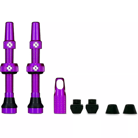 Muc-Off Tubeless Presta Valves (Pair) 2021 - Purple - 44mm}, Purple