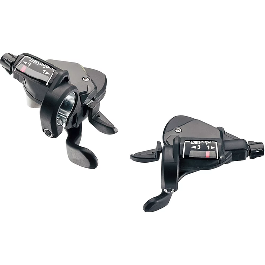 microSHIFT TS39-9 3x9 Speed MTB Speed Gear Shifters - Black - Pair}, Black