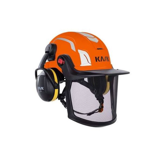 KASK Zenith X Combo Suojakypärä ei ilmanvaihtoa, visiirillä ja kuulonsuojaimilla Oranssi
