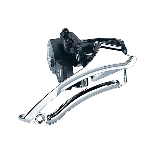 microSHIFT Mezzo M20 3x7-8 Speed Front Derailleur - Dual Pull} - Black-Silver, Black-Silver