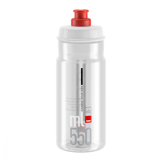 Elite Juomapullo Jet 550ml kirkas punainen logo